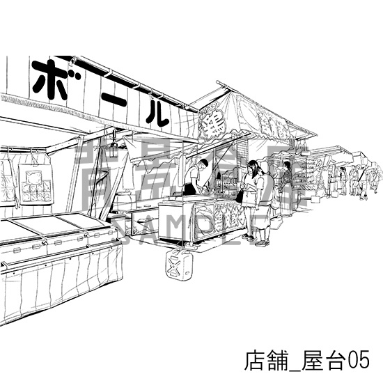店舗_背景素材集9(屋台)_トーン