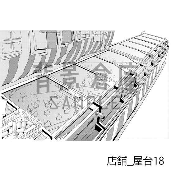 店舗_背景素材集10(屋台)_トーン