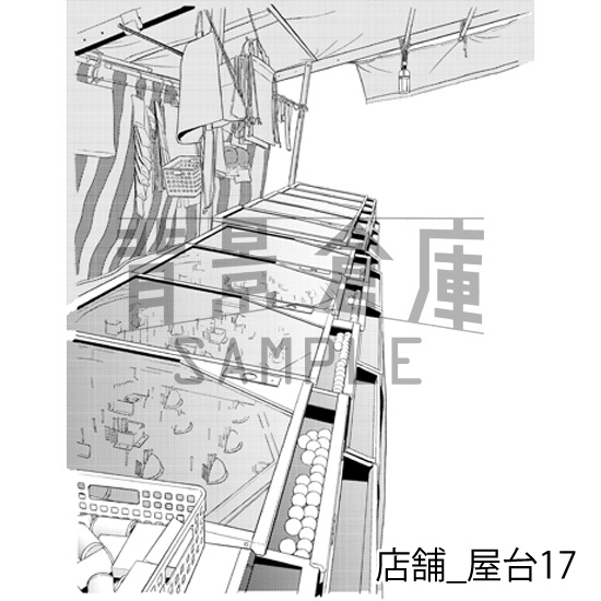 店舗_背景素材集10(屋台)_トーン