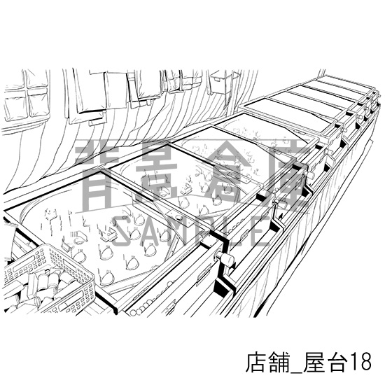 店舗_背景素材集10(屋台)_トーン
