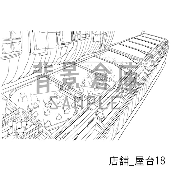 店舗_背景素材集10(屋台)_トーン