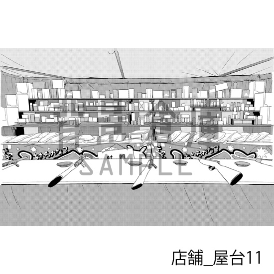 店舗_背景素材集10(屋台)_トーン
