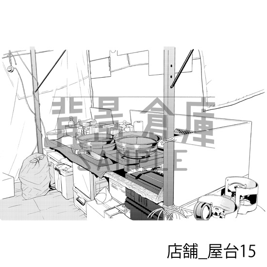 店舗_背景素材集10(屋台)_トーン