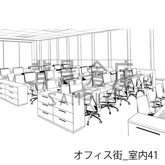 オフィス街_背景素材集12(室内)_トーン