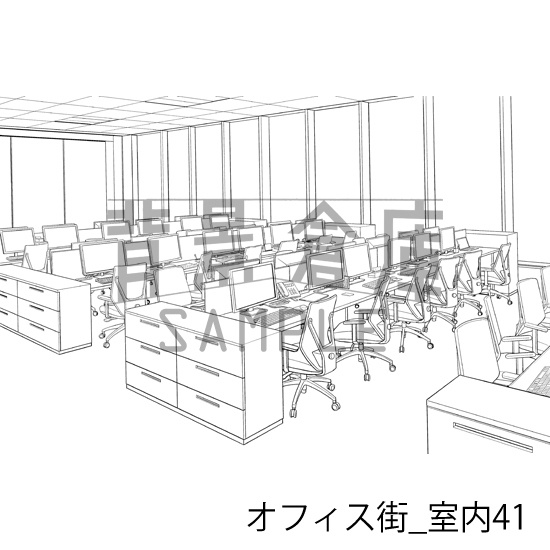 オフィス街_背景素材集12(室内)_トーン