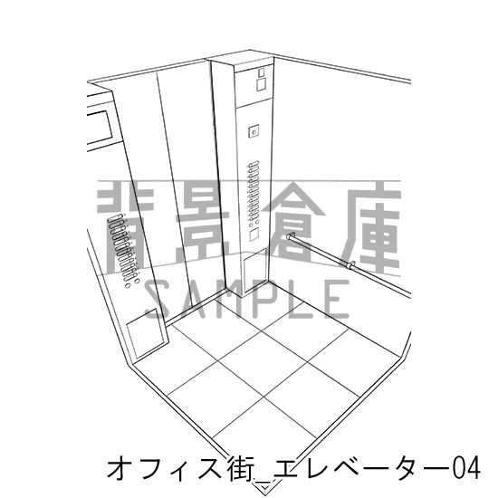 オフィス街_背景素材集13(エレベーター)_トーン