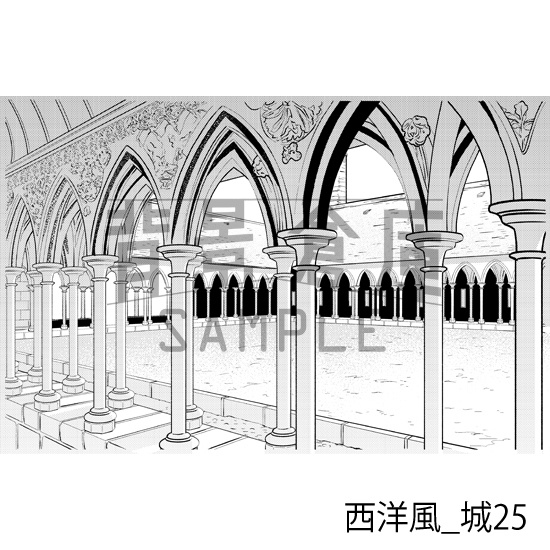 西洋風_背景素材集13(城)_トーン