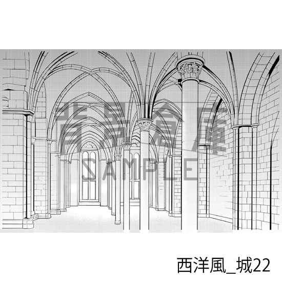 西洋風_背景素材集13(城)_トーン