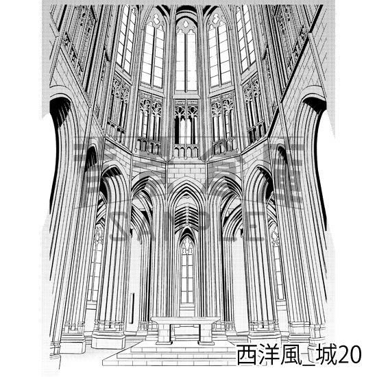 西洋風_背景素材集13(城)_トーン