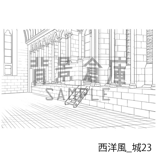 西洋風_背景素材集13(城)_トーン