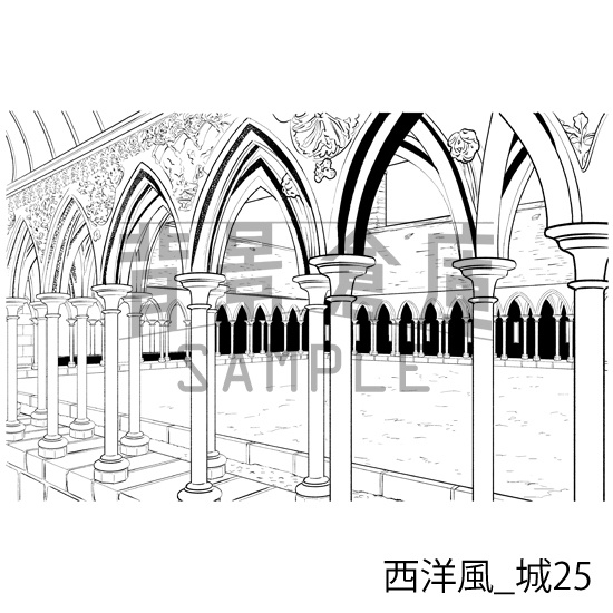西洋風_背景素材集13(城)_トーン