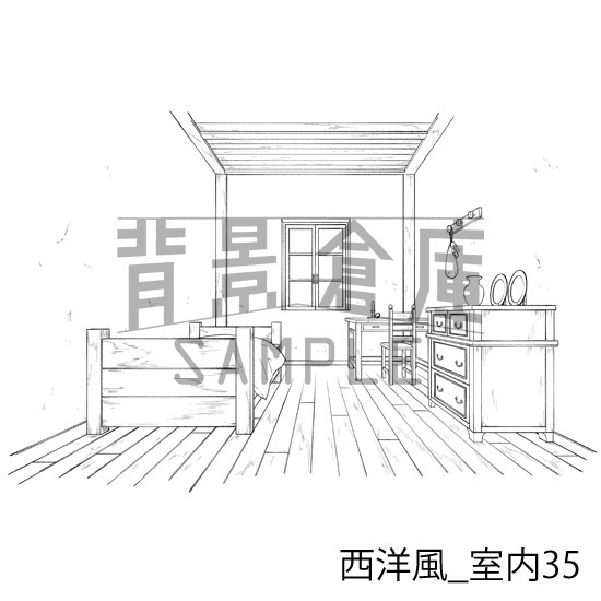 西洋風_背景素材集14(室内)_トーン