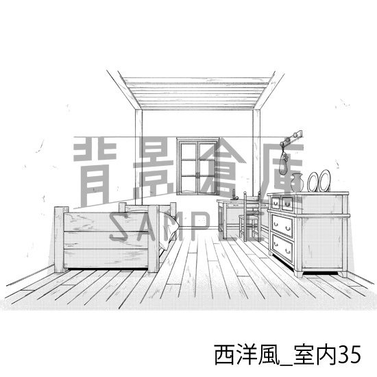 西洋風_背景素材集14(室内)_トーン