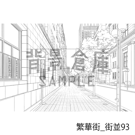繁華街_背景素材集19(街並)_トーン