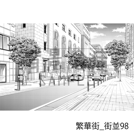 繁華街_背景素材集19(街並)_トーン