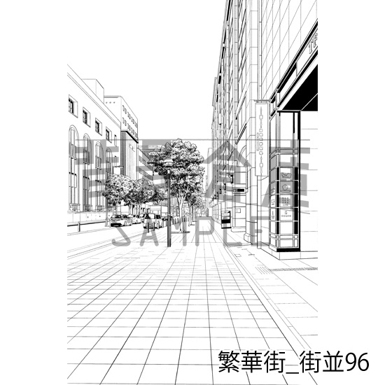 繁華街_背景素材集19(街並)_トーン