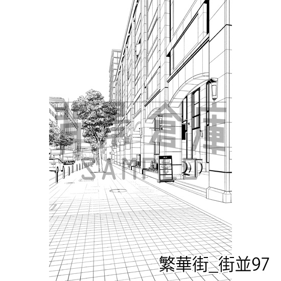 繁華街_背景素材集19(街並)_トーン