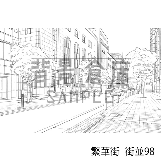 繁華街_背景素材集19(街並)_トーン