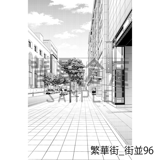 繁華街_背景素材集19(街並)_トーン