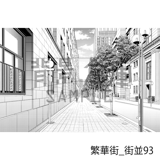 繁華街_背景素材集19(街並)_トーン