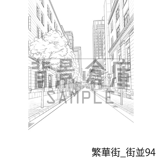 繁華街_背景素材集19(街並)_トーン