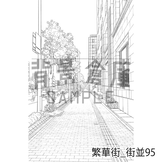 繁華街_背景素材集19(街並)_トーン