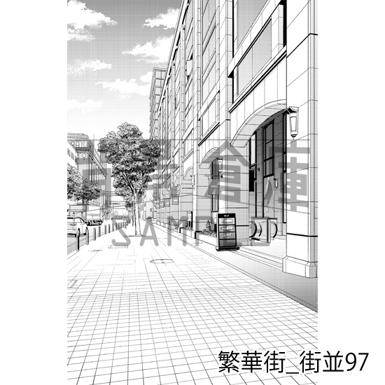 繁華街_背景素材集19(街並)_トーン