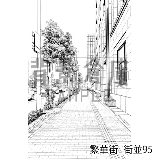 繁華街_背景素材集19(街並)_トーン