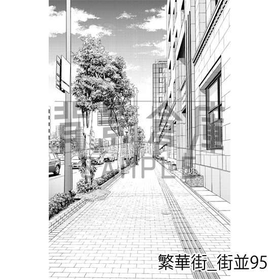 繁華街_背景素材集19(街並)_トーン