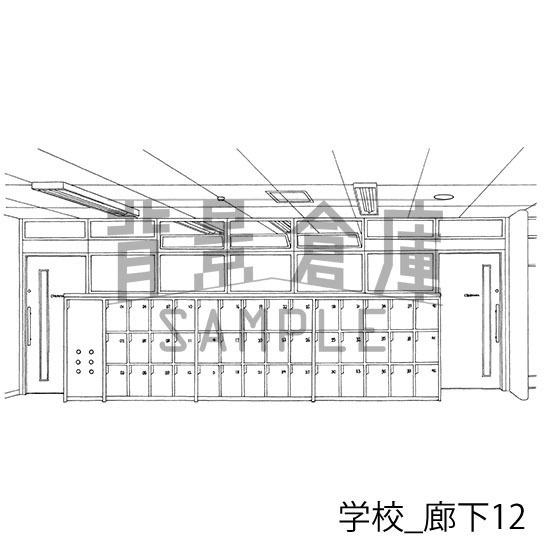 学校の背景集_セット13(廊下)