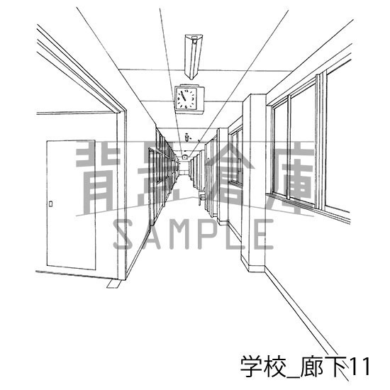 学校の背景集_セット13(廊下)