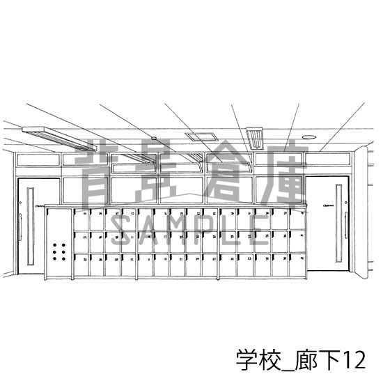 学校の背景集_セット13(廊下)