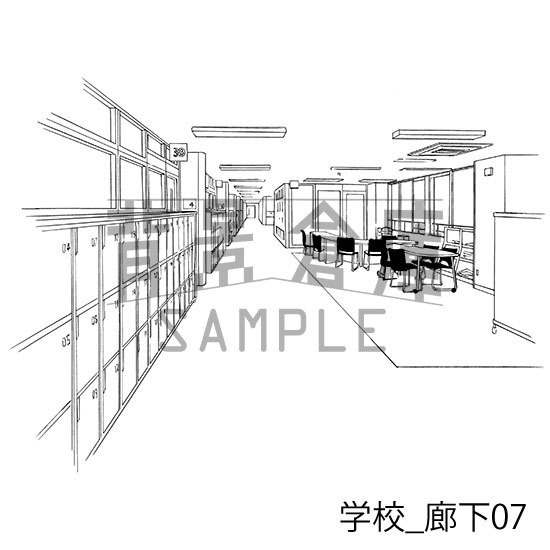 学校の背景集_セット13(廊下)