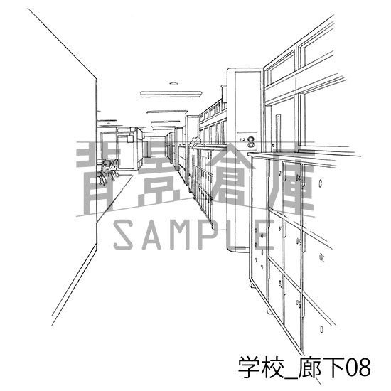 学校の背景集_セット13(廊下)
