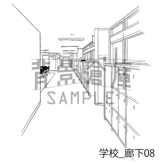 学校の背景集_セット13(廊下)
