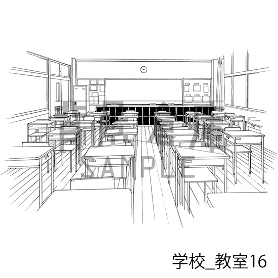 学校の背景集_セット14(教室)