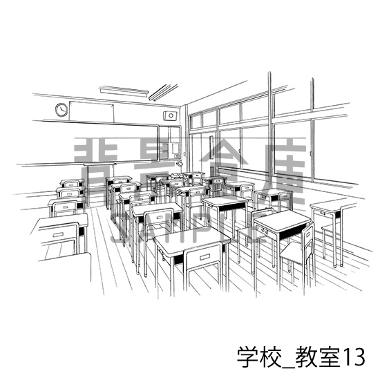 学校の背景集_セット14(教室)