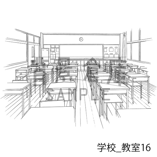 学校の背景集_セット14(教室)
