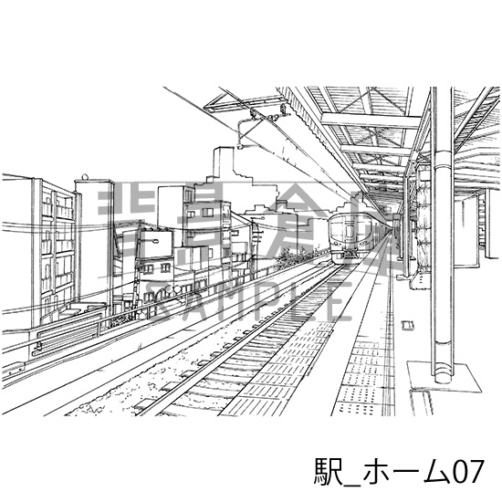 駅_背景素材集1(ホーム)_トーン