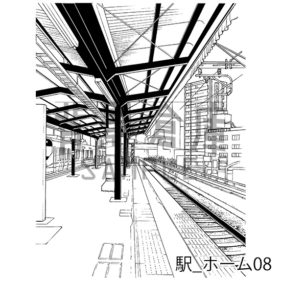 駅_背景素材集1(ホーム)_トーン