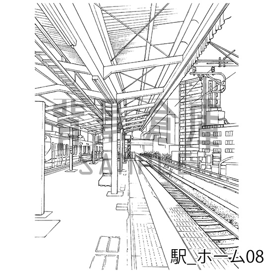 駅_背景素材集1(ホーム)_トーン