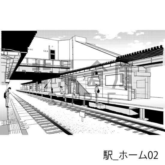 駅_背景素材集1(ホーム)_トーン