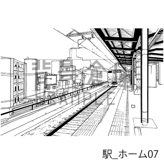 駅_背景素材集1(ホーム)_トーン