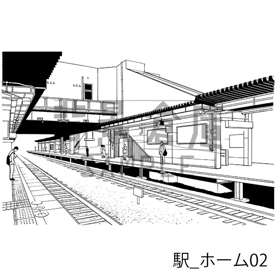 駅_背景素材集1(ホーム)_トーン