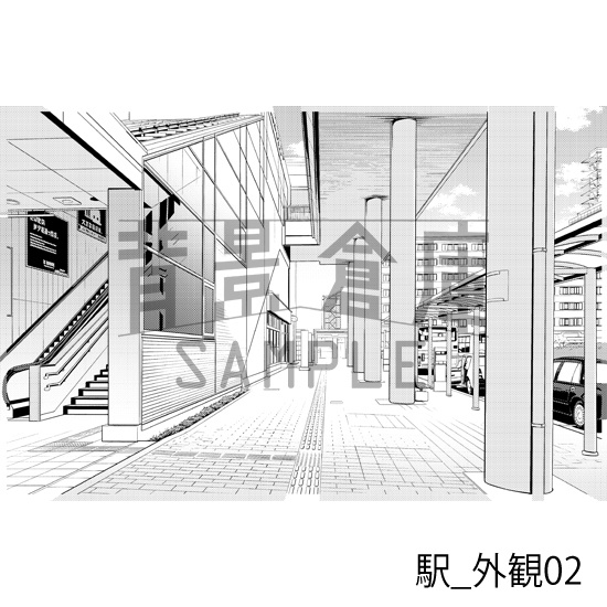 駅_背景素材集3(改札 外観)_トーン