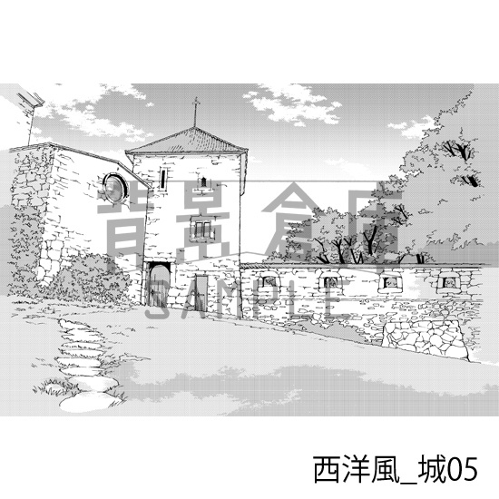 西洋風_背景素材集4(城)_トーン