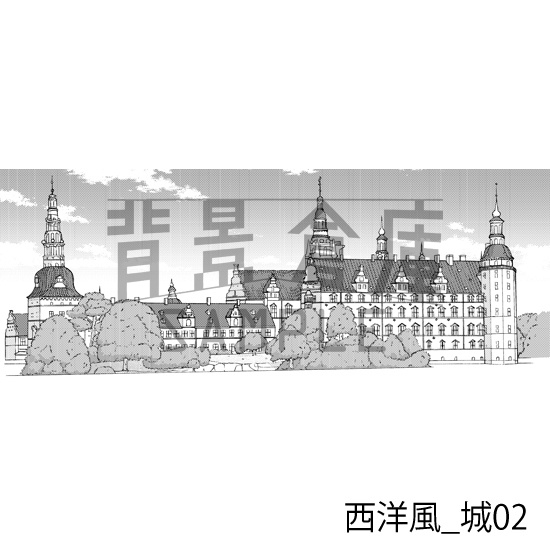 西洋風_背景素材集4(城)_トーン