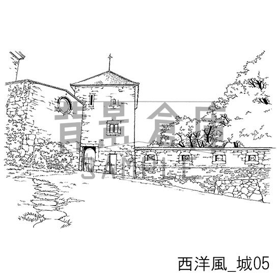 西洋風_背景素材集4(城)_トーン