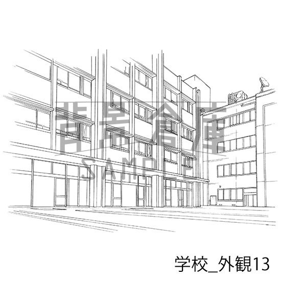 学校の背景集_セット15(外観)