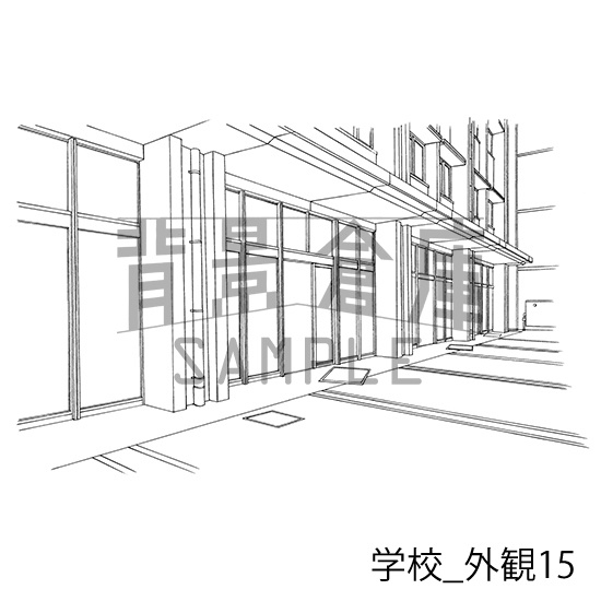 学校の背景集_セット15(外観)